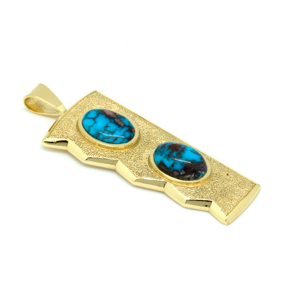 18k Gold Bisbee Turquoise Pendant