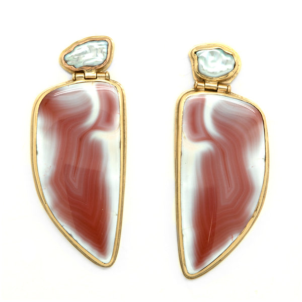 18k Gold Agate Earrings