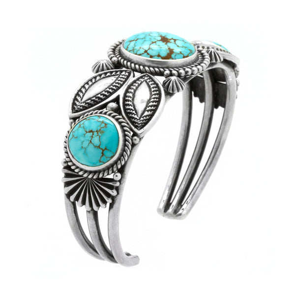 Silver #8 Turquoise Bracelet