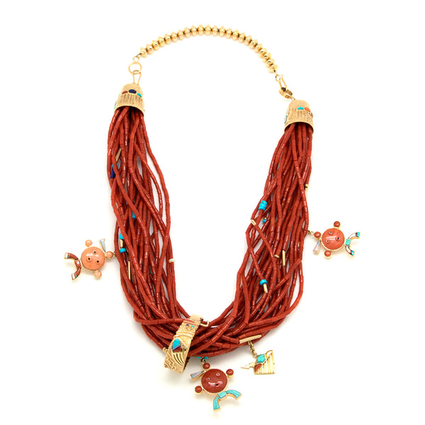 18k Gold Coral Mudhead Necklace