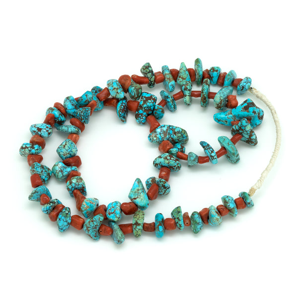 Number 8 Turquoise and Coral Necklace