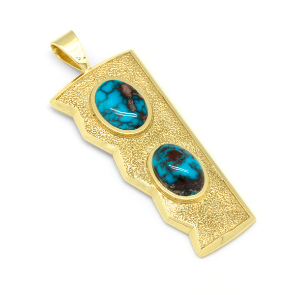 18k Gold Bisbee Turquoise Pendant