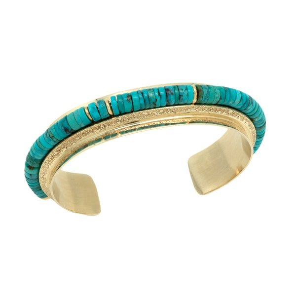 14k Gold Heishi Turquoise Bracelet