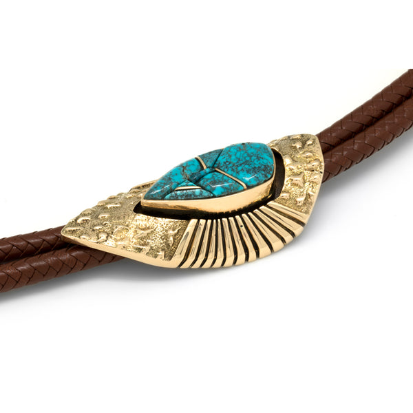 14k Gold Fossil Lone Mountain Bolo