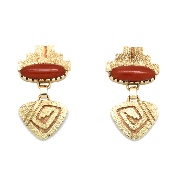 14k Gold Coral Earrings